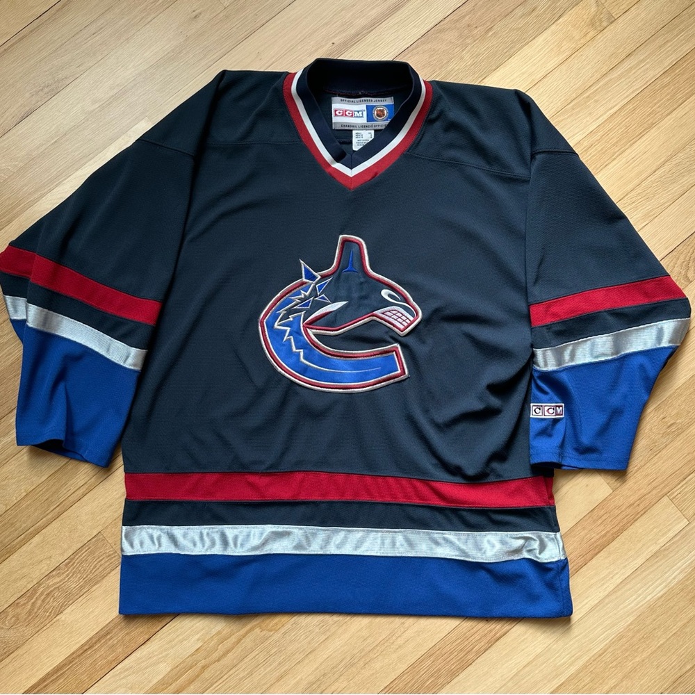Vintage Vancouver Canucks Jersey Home Blue CCM 90s XXL Hockey